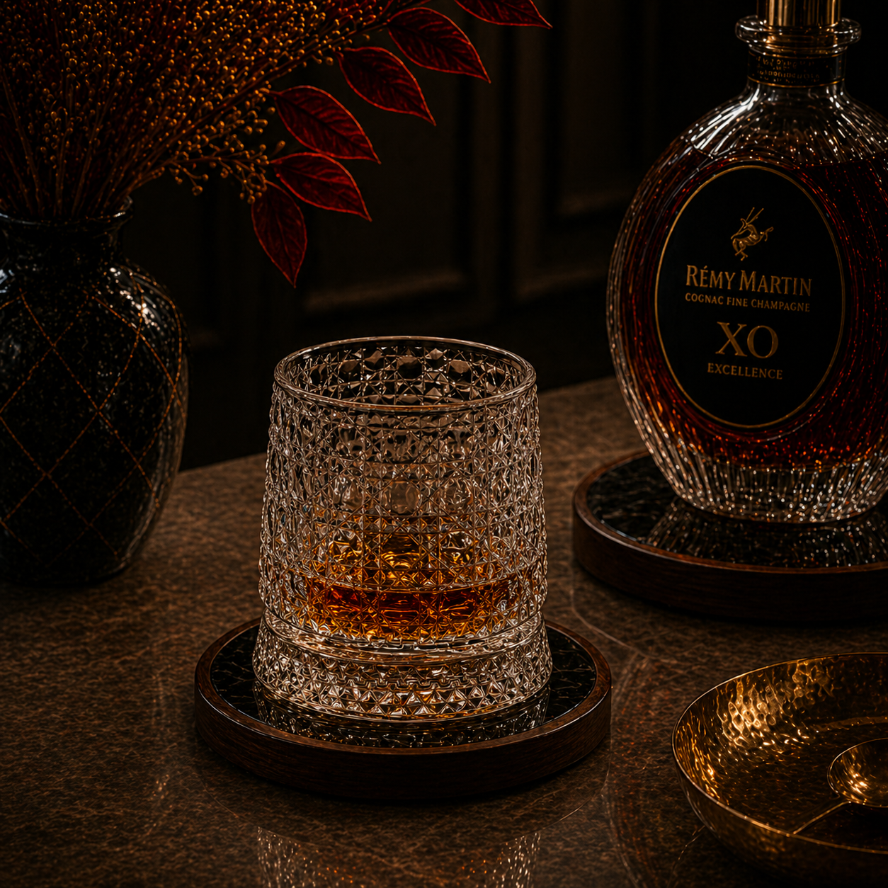 Verre à Whisky & Socle Quadrillage