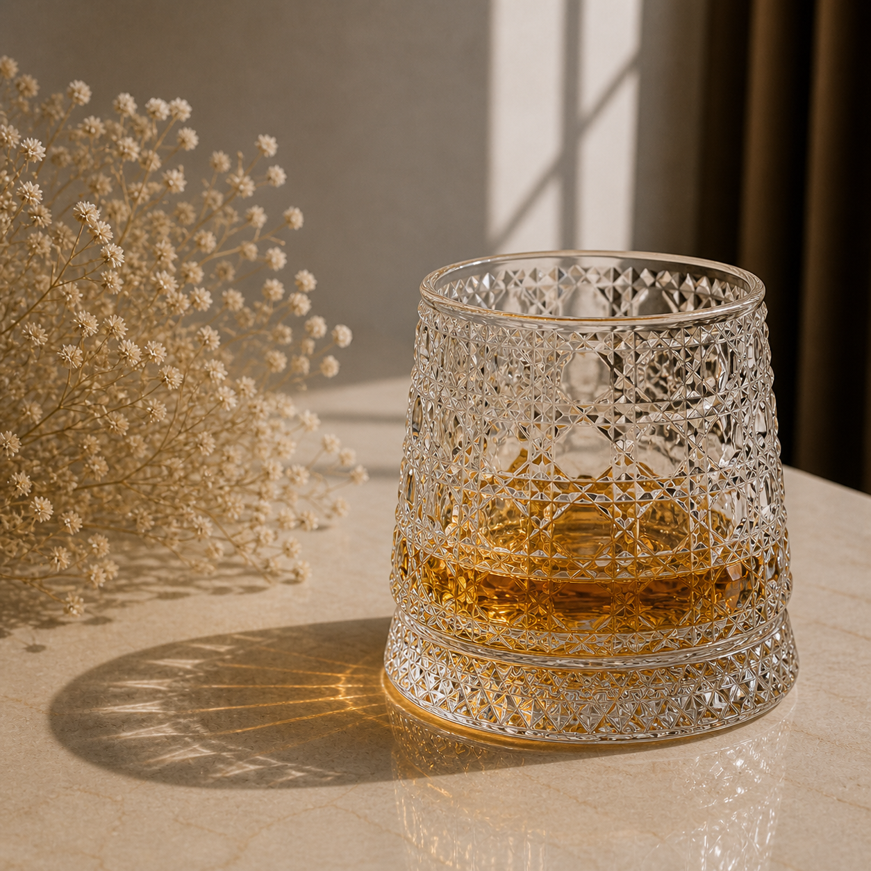 Verre à Whisky & Socle Quadrillage