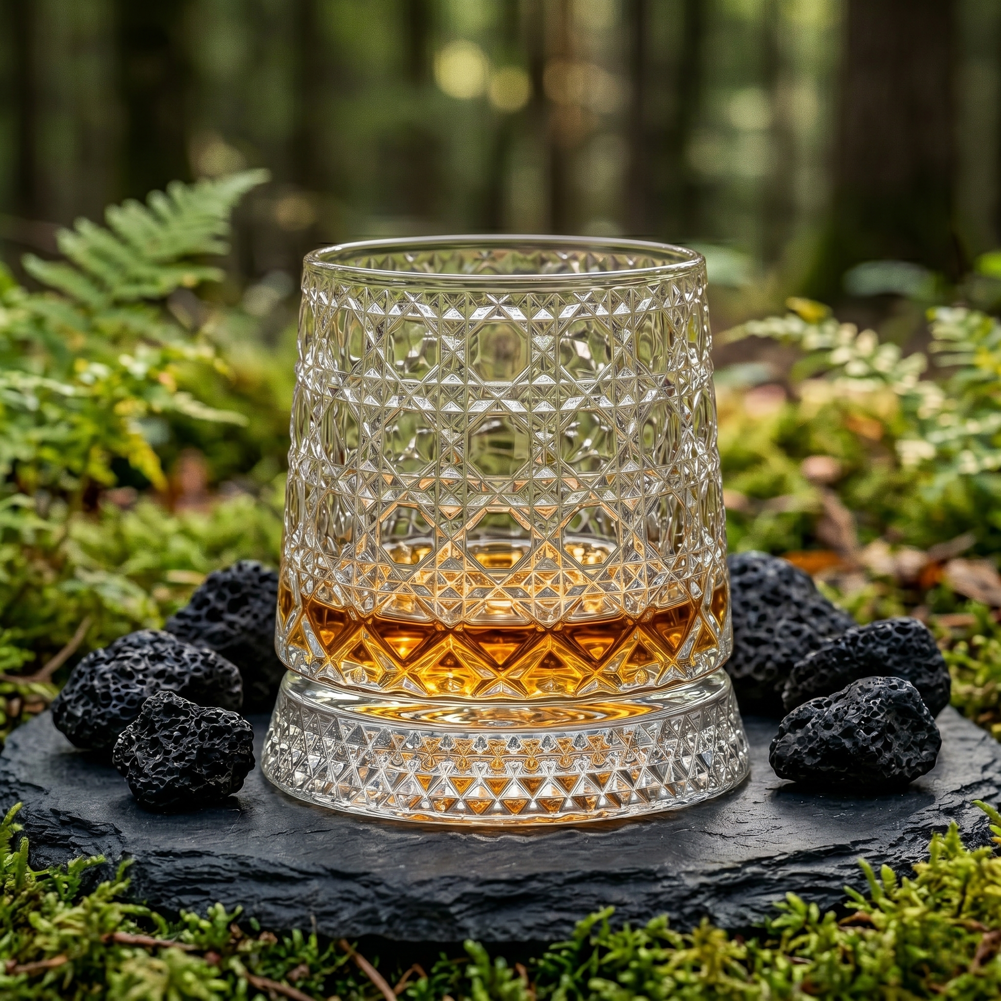 Verre à Whisky & Socle Quadrillage